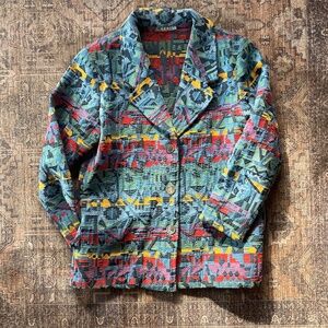 Vintage Corelli Southwestern Cotton Blazer Sz M